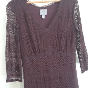 Brown Lace Midi Dress